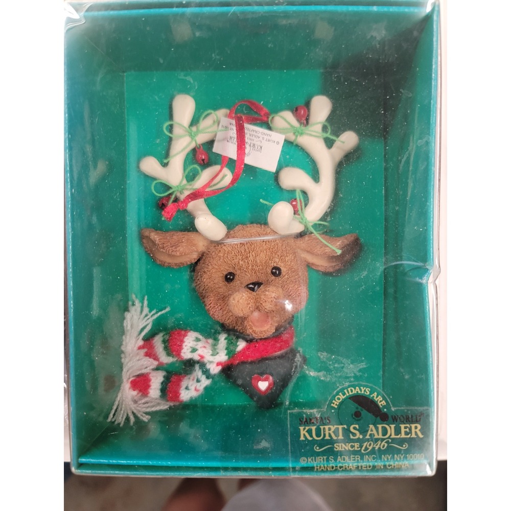 Kurt S. Adler Holly‎ Dearies Reindeer Christmas Ornament New in Box